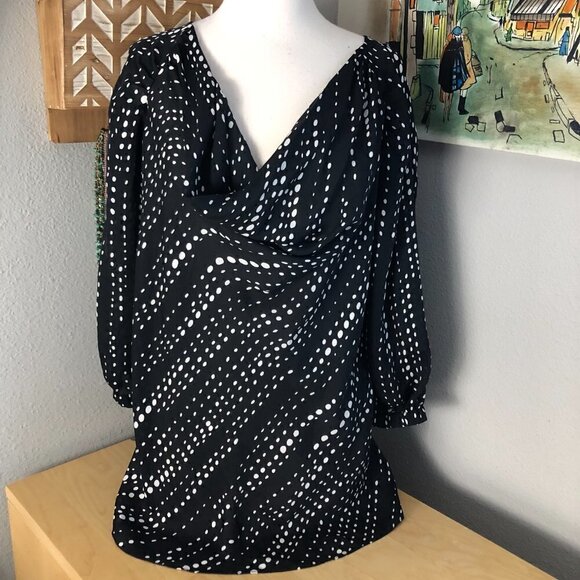 AK Anne Klein 100% Silk Drape Neck Blouse - Picture 1 of 8